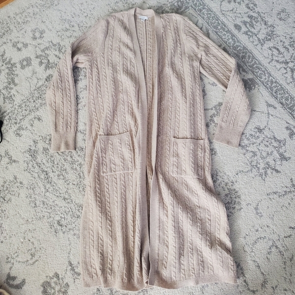 J. Jill Sweaters - J. Jill Cream Cable Knit Long Duster Cardigan
